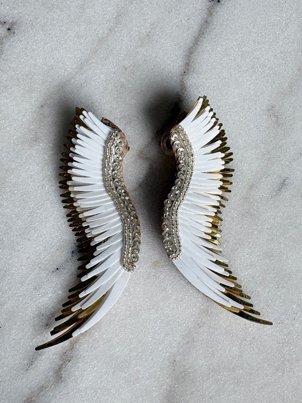 Mignonne Gavigan White & Gold Madeline Wing Crystal Earrings